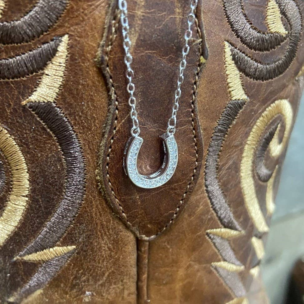 Horseshoe Necklace with Faux Diamonds