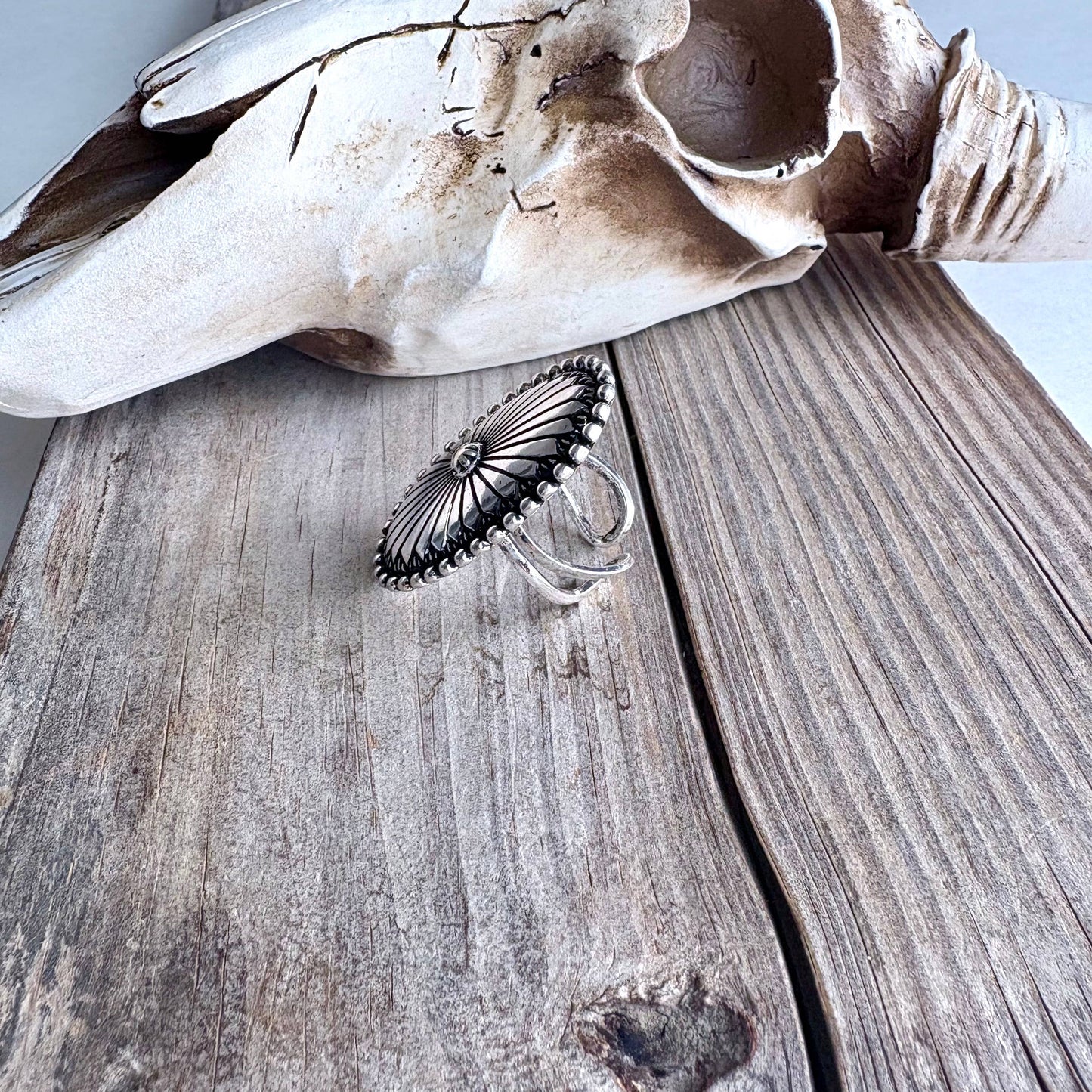 Western Concho Statement Adjustable Ring