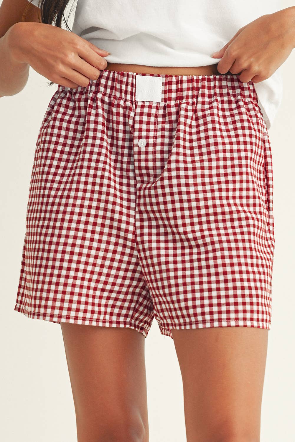 LDC Vintage Plaid Print High Waisted Loose Wide Leg Shorts
