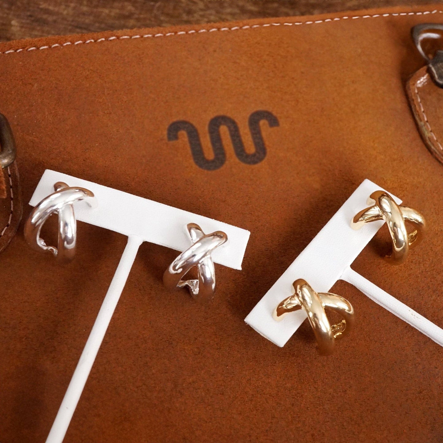 Huggie Statement Hoop Earrings – Criss Cross Design