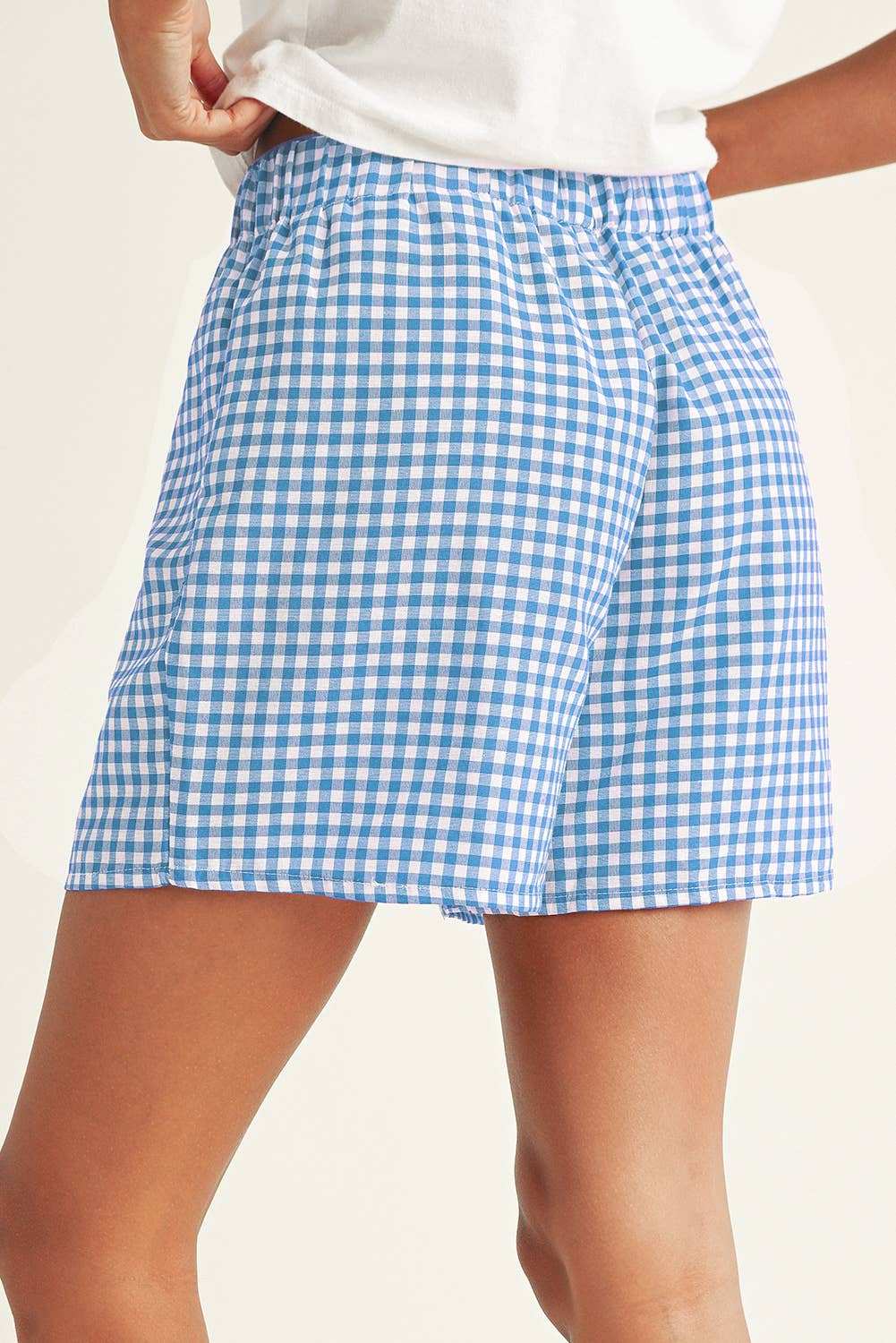 LDC Vintage Plaid Print High Waisted Loose Wide Leg Shorts
