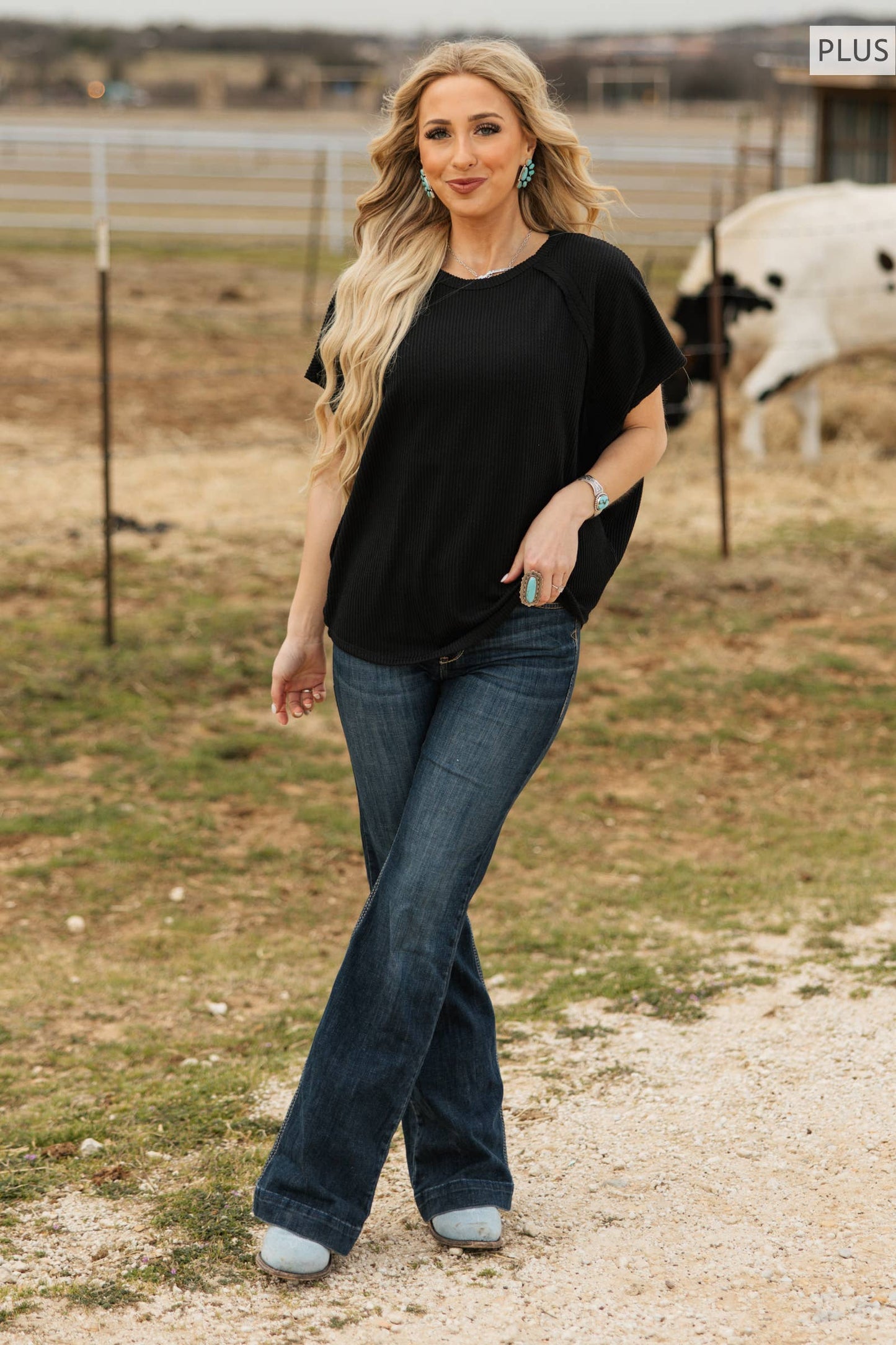 PLUS SIZE Knit Poncho Top