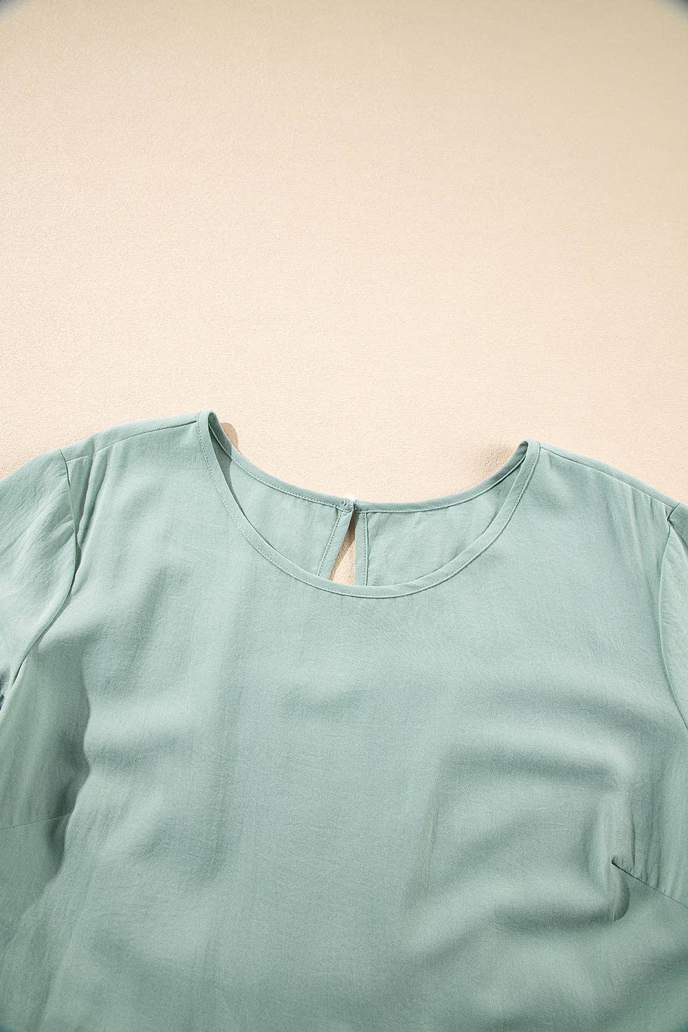Plus Size Grass Green Ruffle Trim Short Sleeve Flared Mini Dress