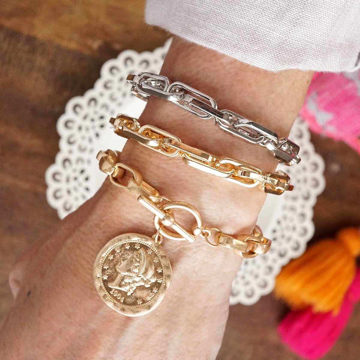 Chain Reaction – Chunky Stretchy Paperclip Bracelet