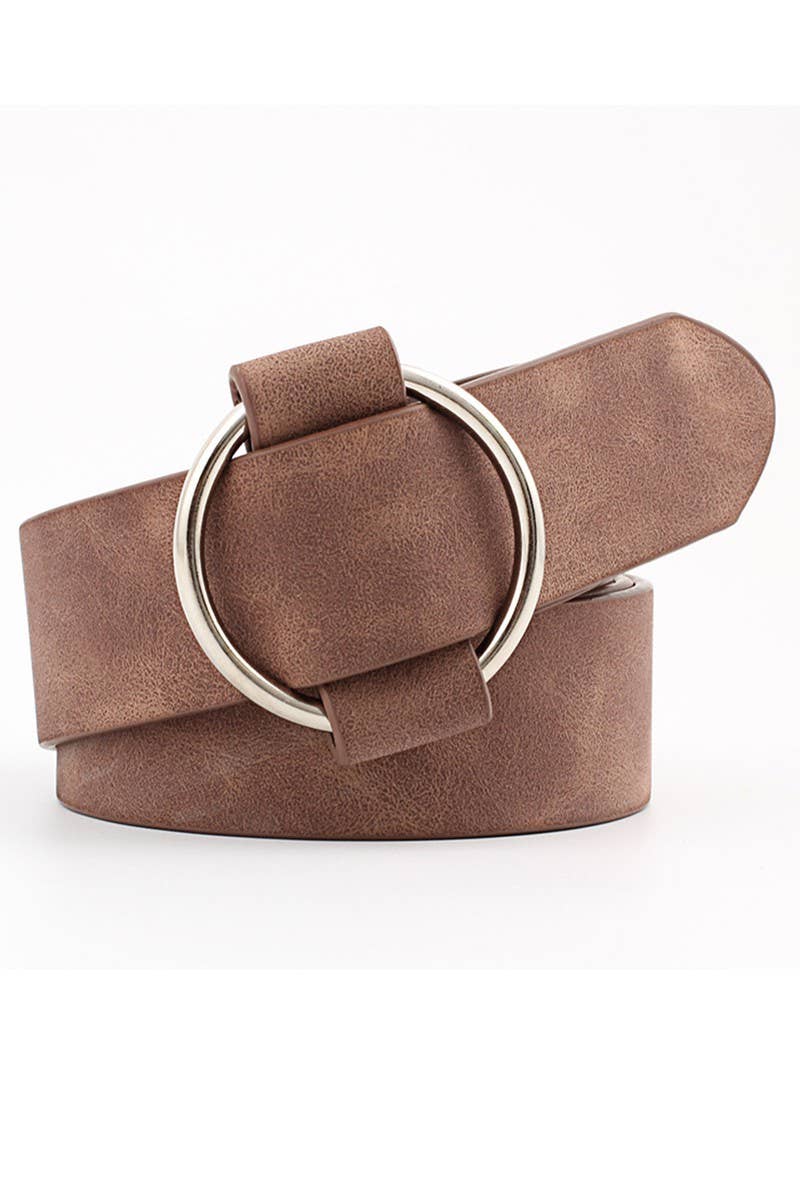 BASIC LEATHERETTE ROUND BUCKLE BELT