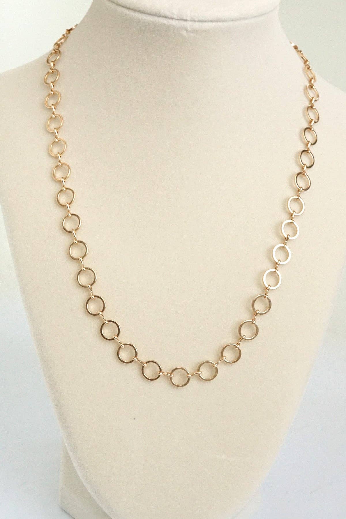 Small circle hoop links dainty chain necklace