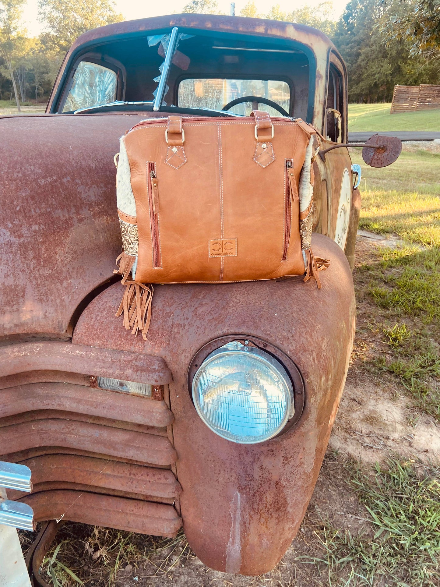 Tooled Leather Cowhide Western Statement Bag - Limited Made