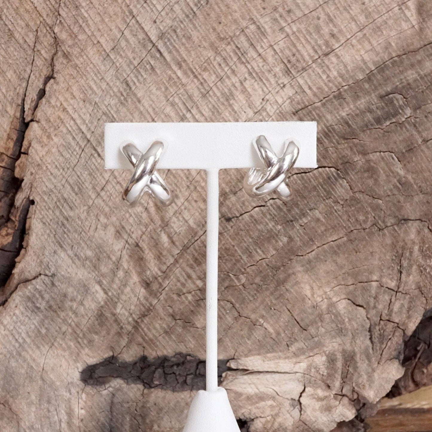 Huggie Statement Hoop Earrings – Criss Cross Design