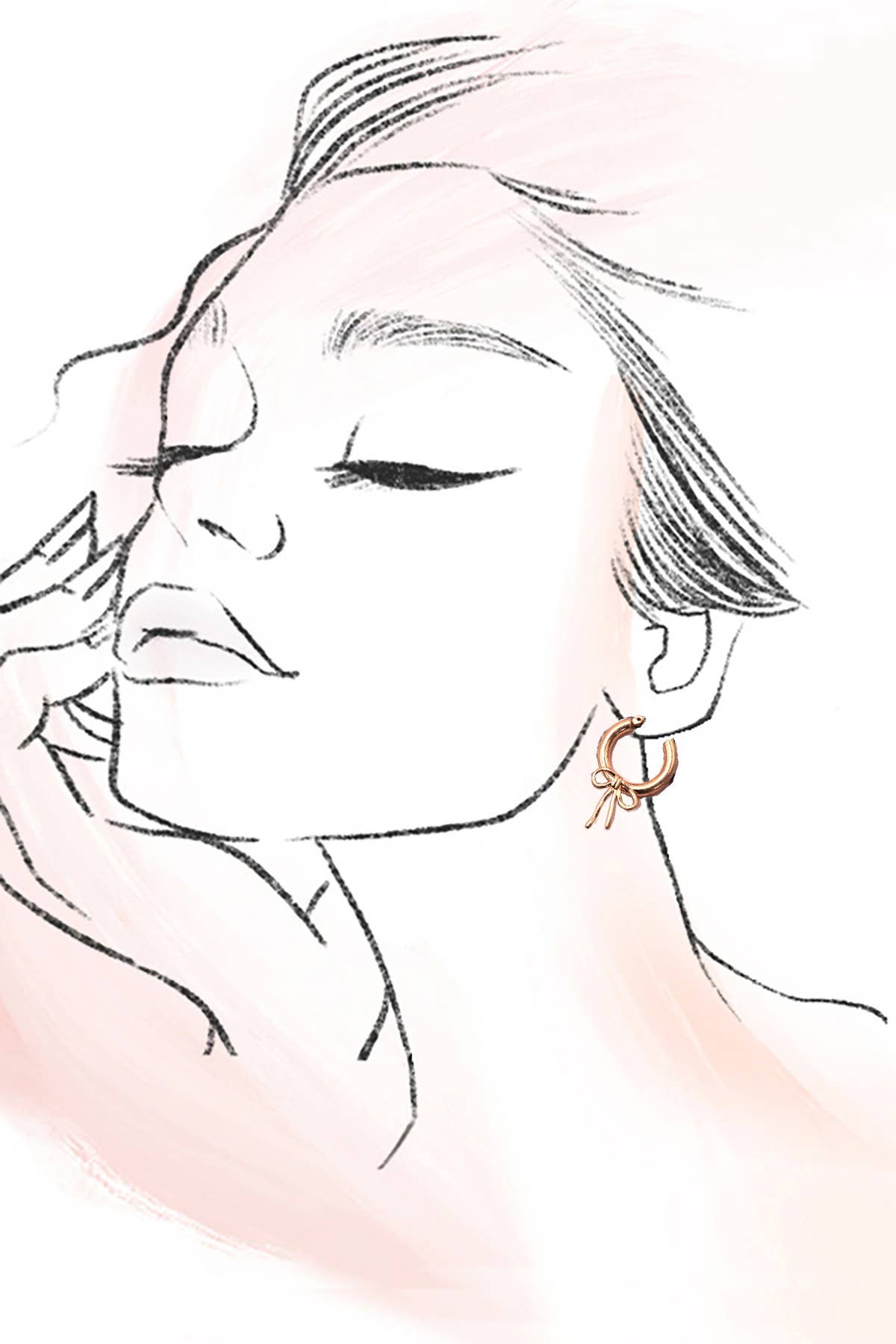 WORN GOLD BOW PUFFY HOOP EARRINGS
