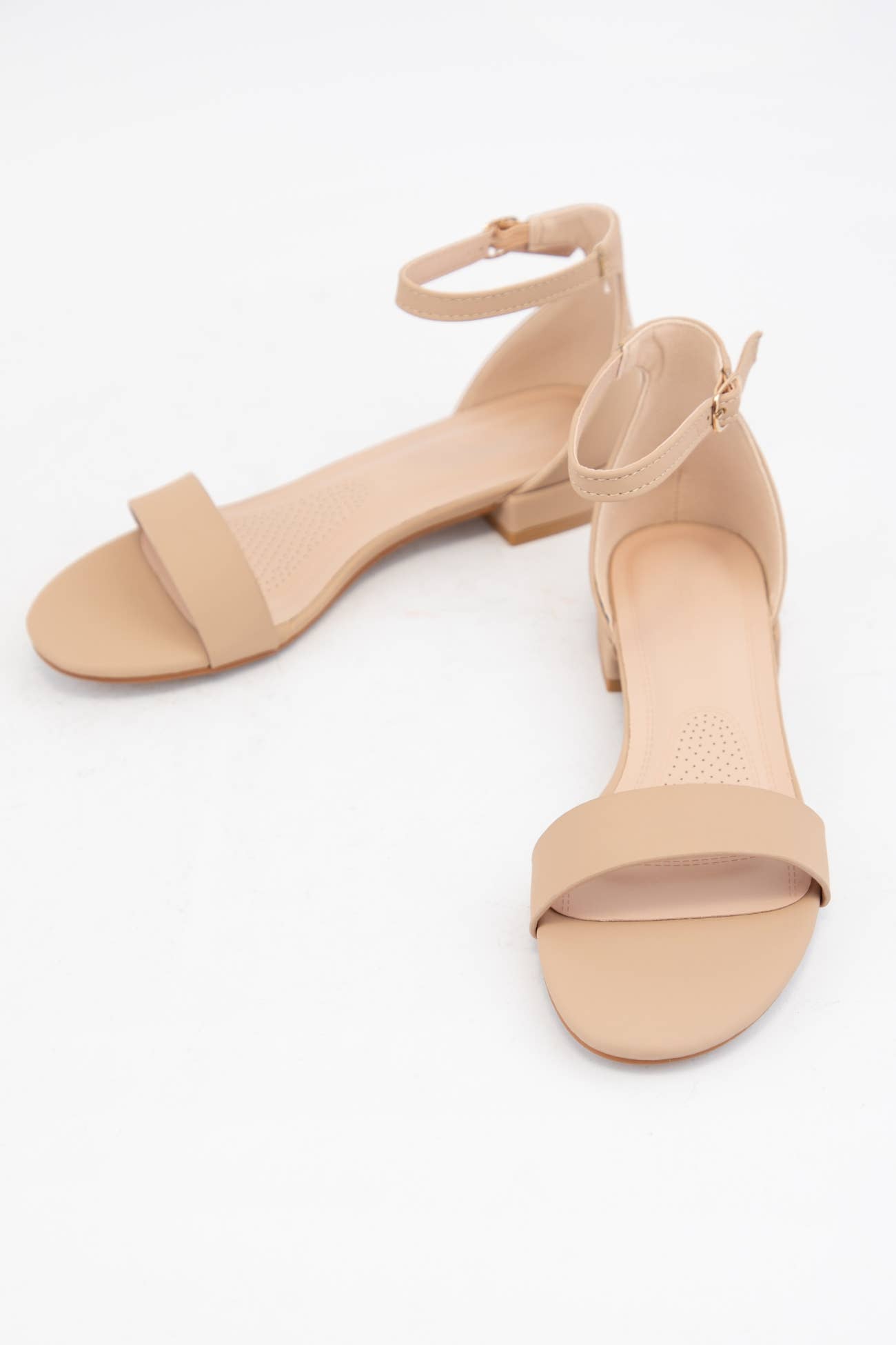 BASIC ANKLE STRAP MINI HEEL SANDALS