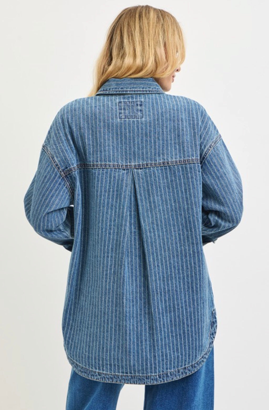 Oversized Striped Denim Shacket