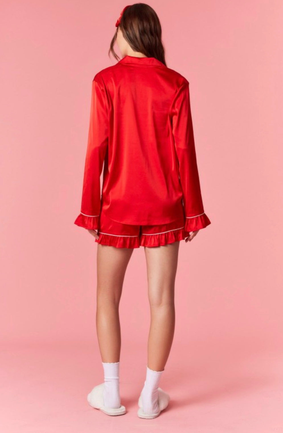 Red Satin Holiday Pj Set