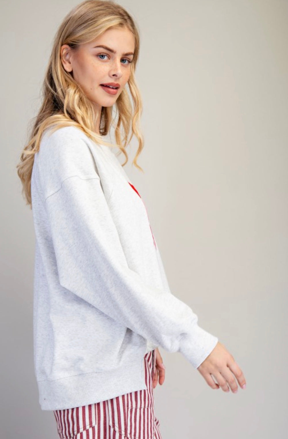Merry Embroidered High-low Pullover Sweatshirt