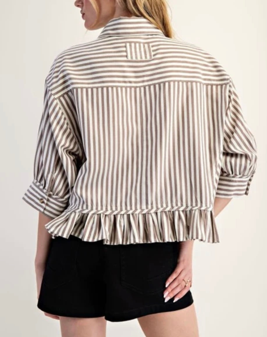 Striped Ruffle Hem Top