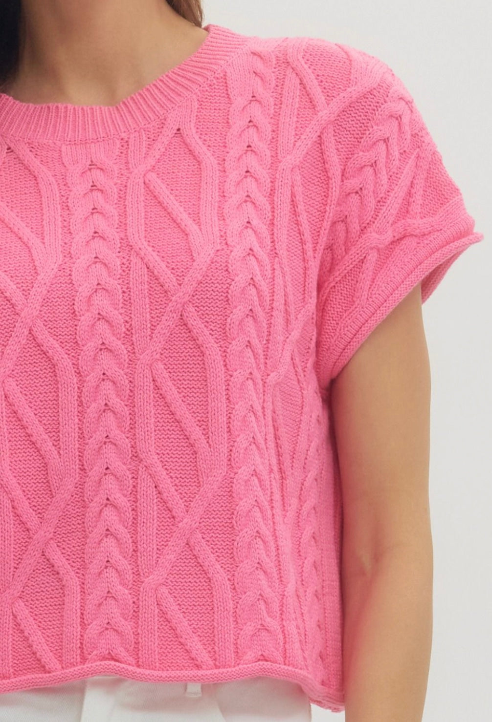 Pink Cable Knit Top