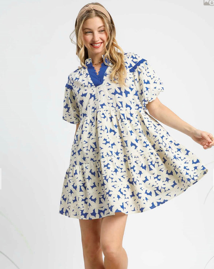 Tiered Floral Print Babydoll Dress