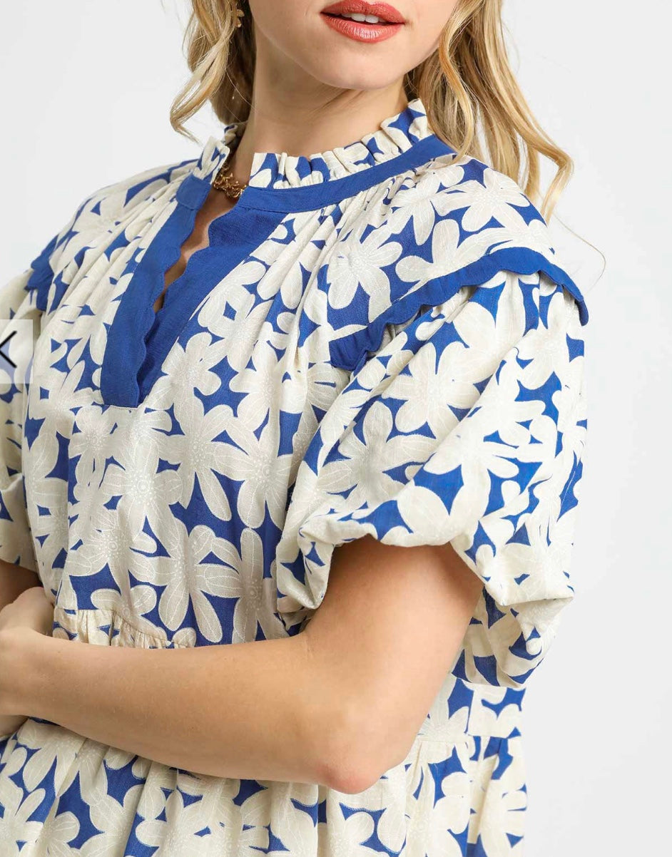 Tiered Floral Print Babydoll Dress