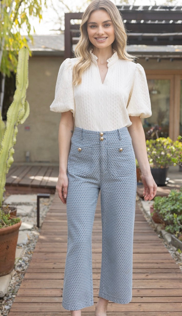 Straight Leg Diamond Print Pants