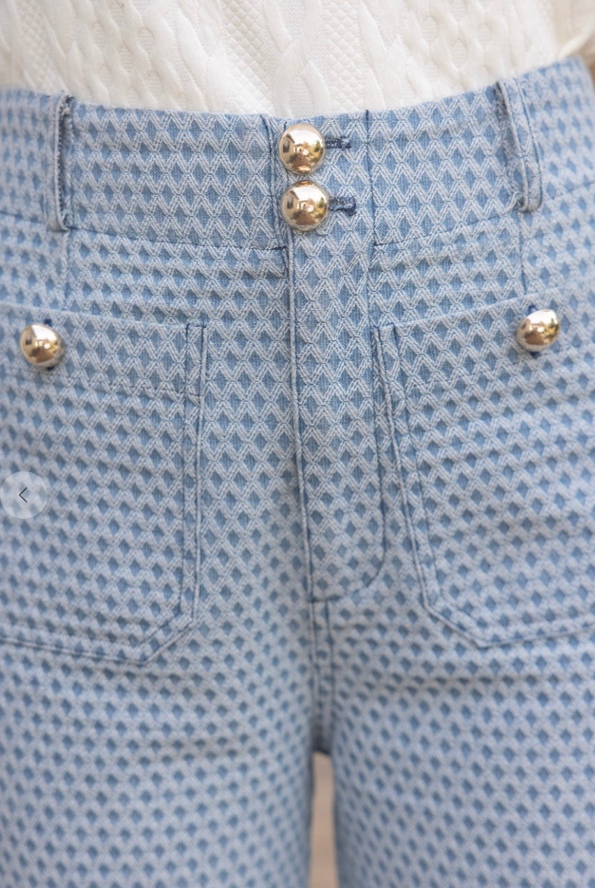 Straight Leg Diamond Print Pants