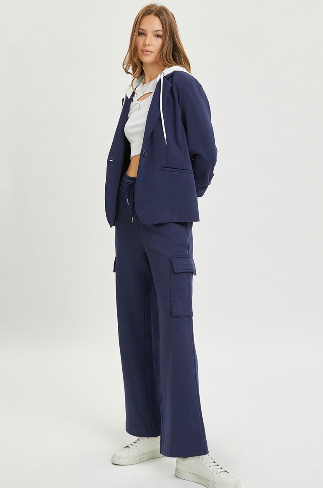 Navy Cargo Terry Pants