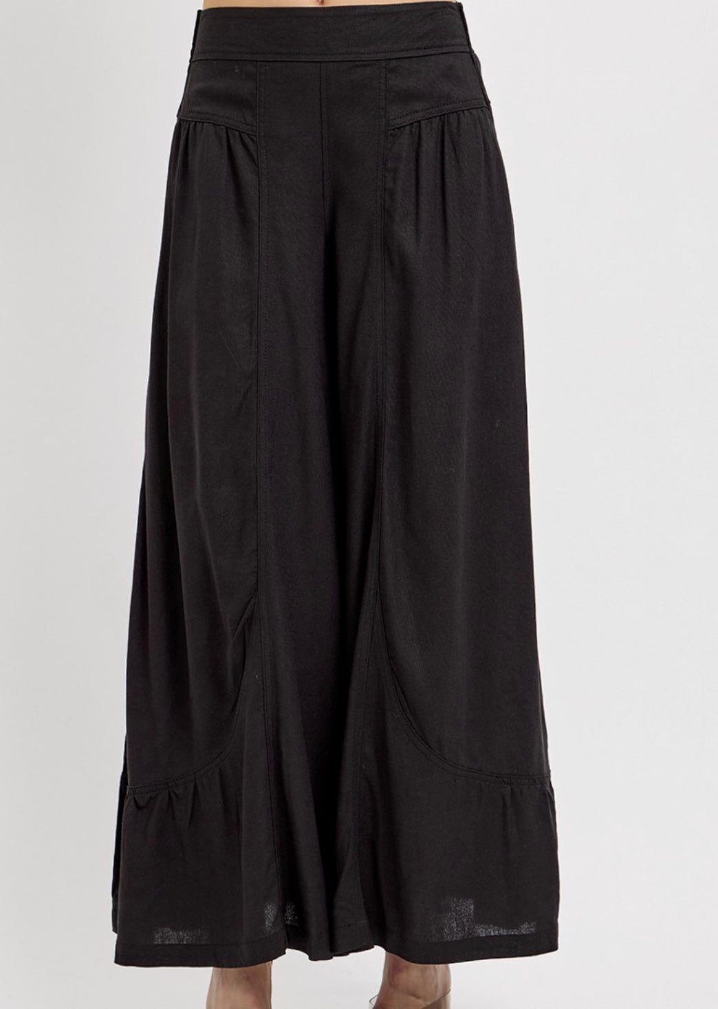 Shirring Detail Linen Pants