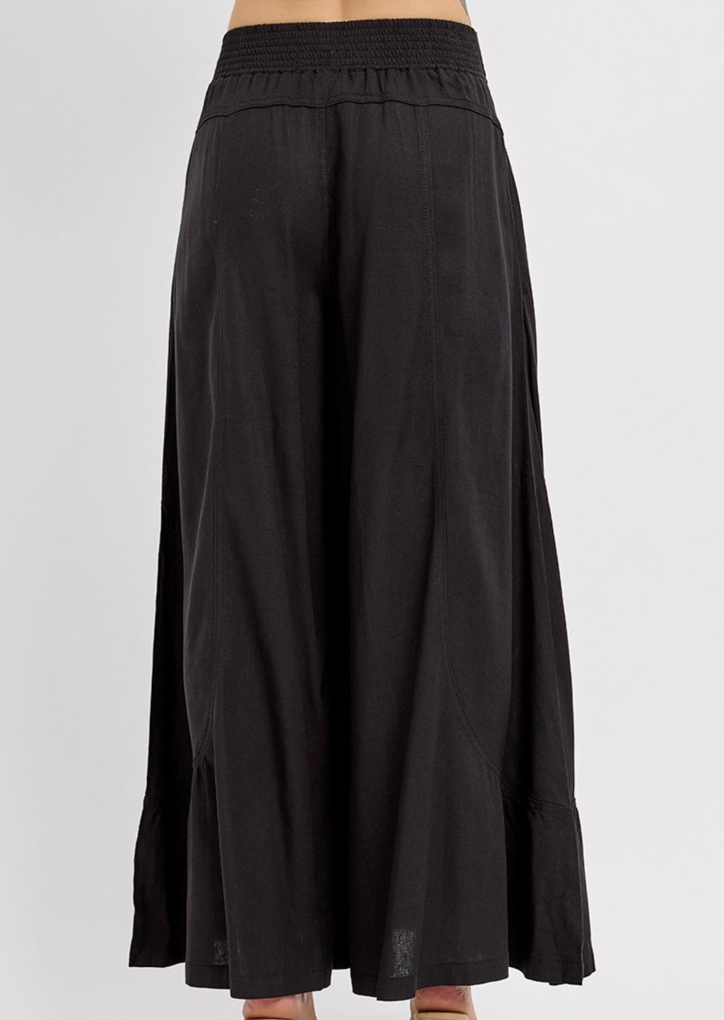 Shirring Detail Linen Pants