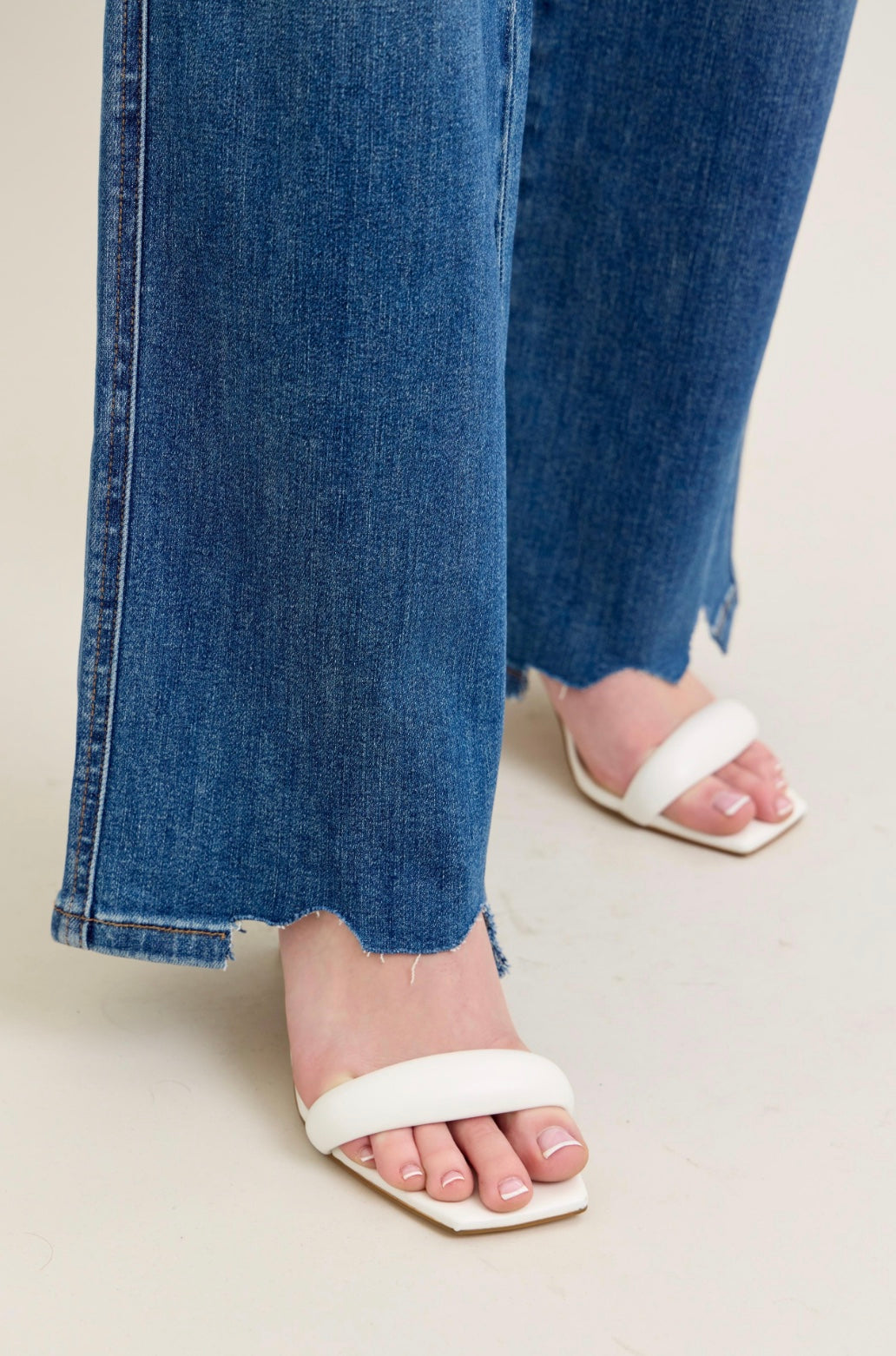 High Waist Destroyed Hem Wide Leg