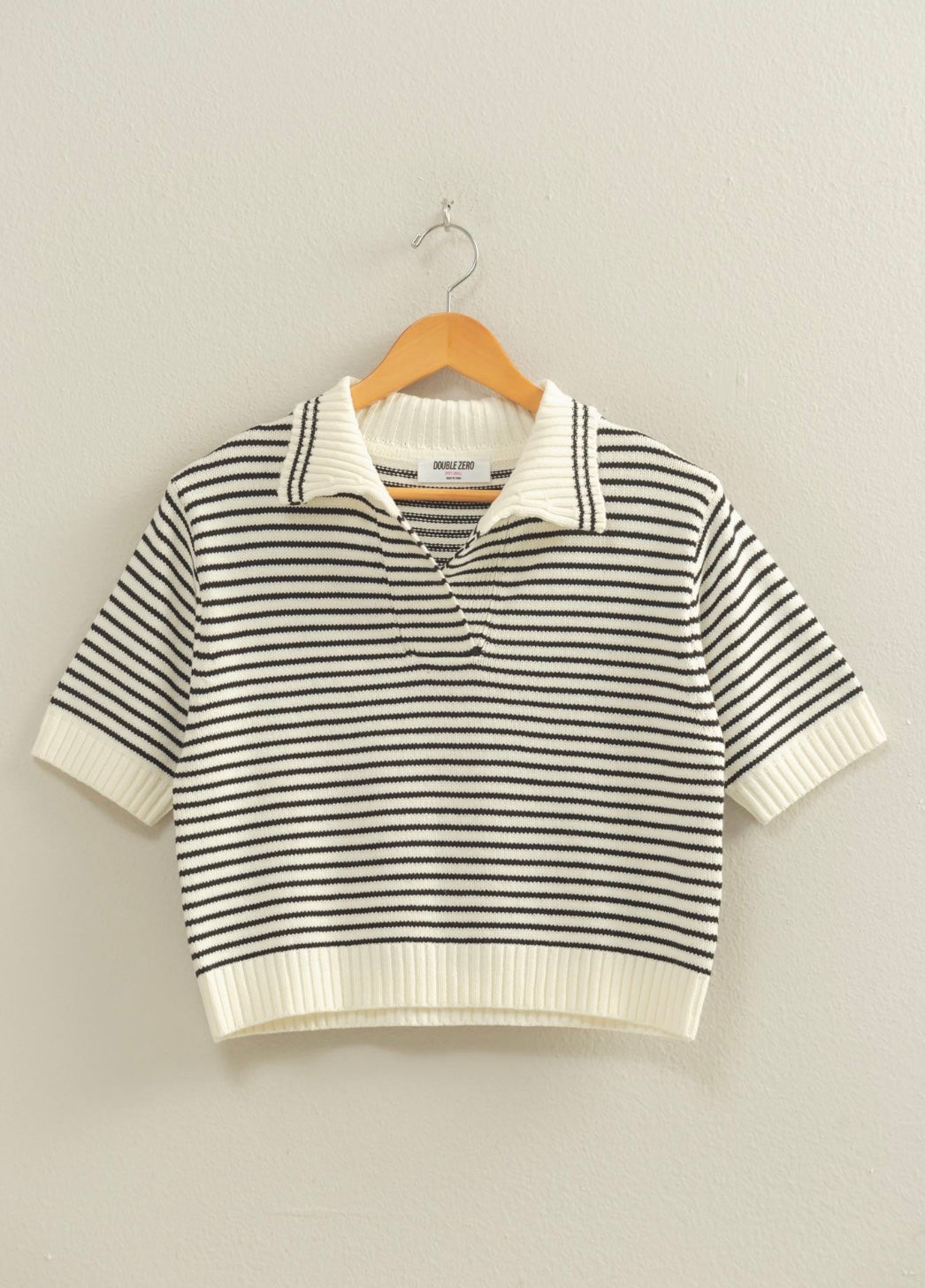 Striped Collared Knit Top