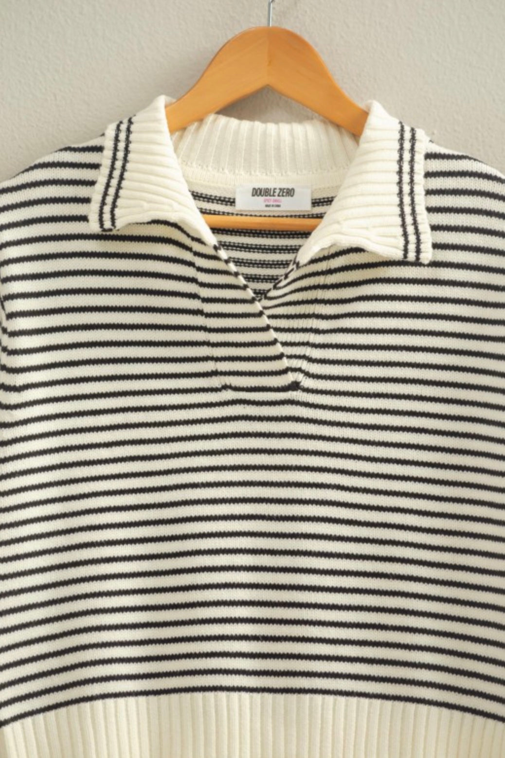Striped Collared Knit Top