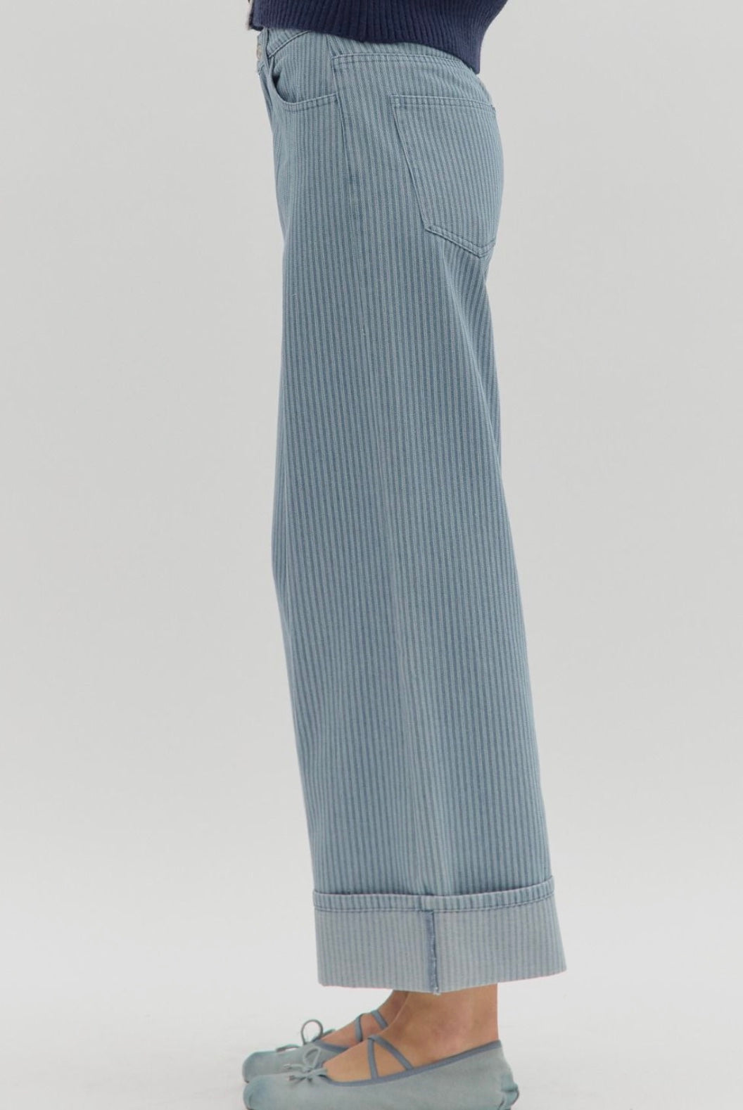 Mid-Rise Striped Ankle Pants