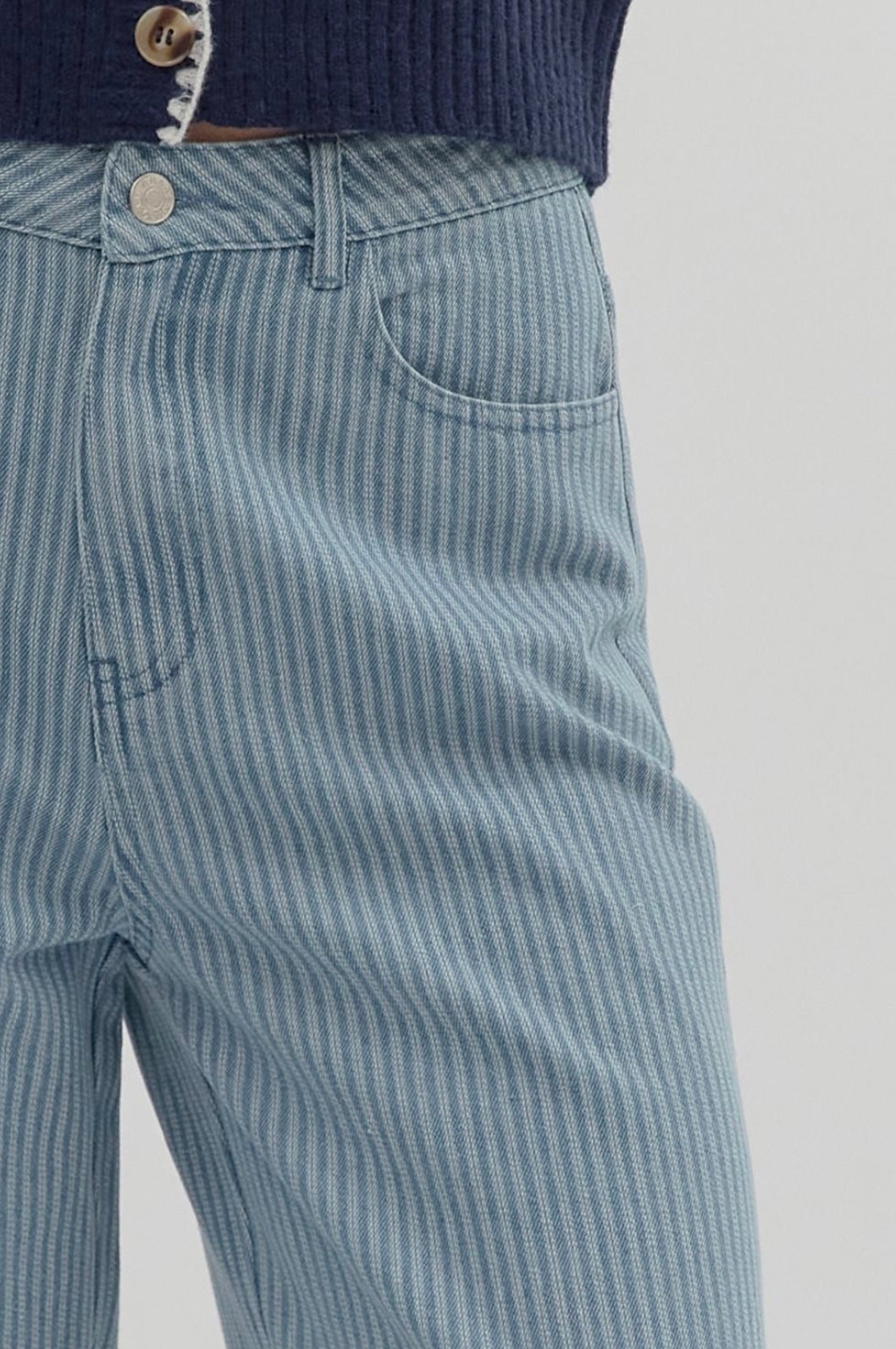 Mid-Rise Striped Ankle Pants