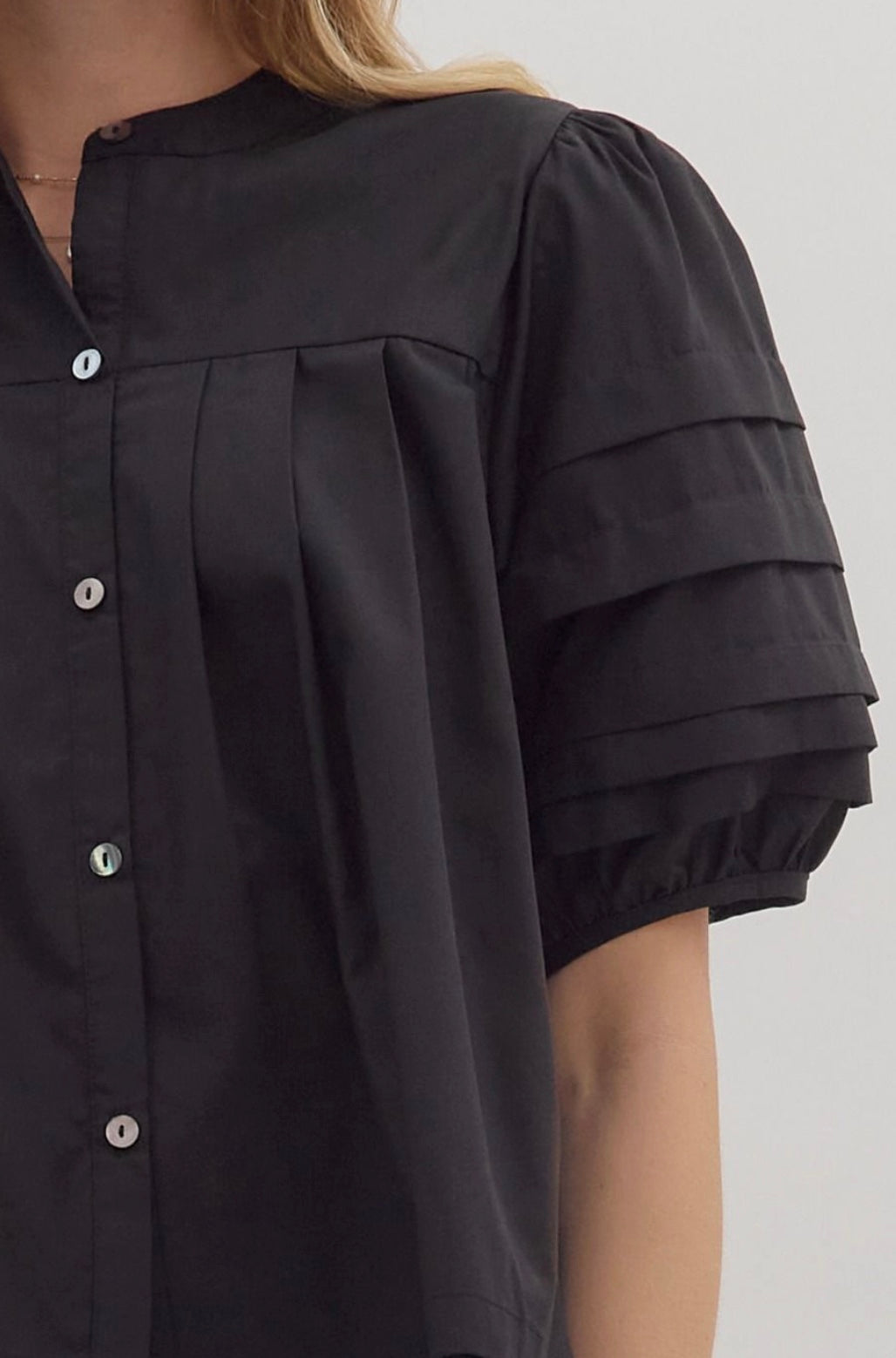 Black Puff Sleeve Top