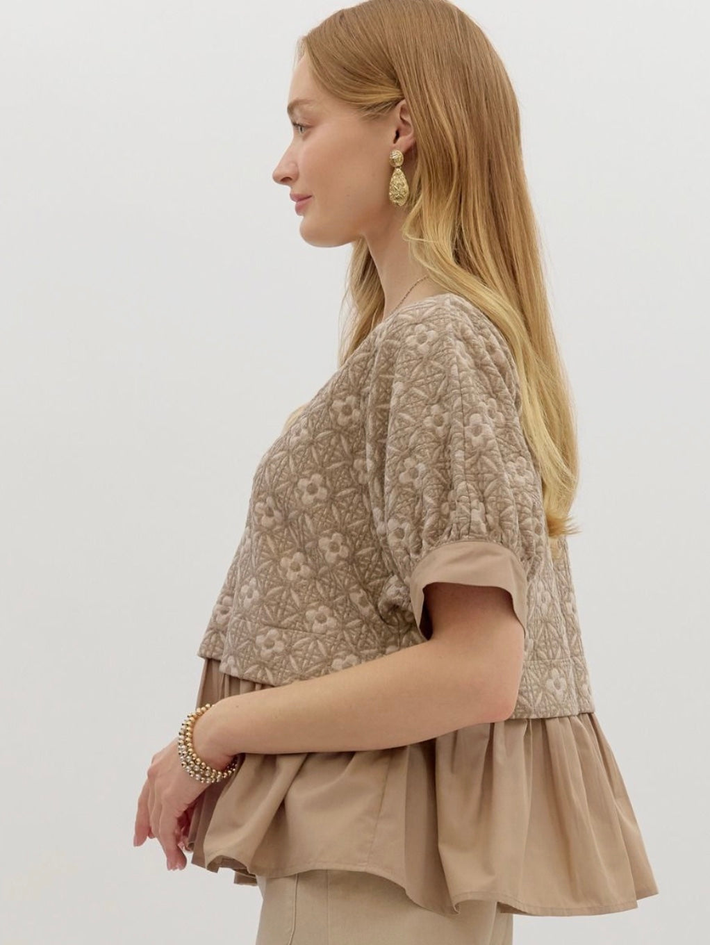 RUST Contrast Babydoll Top