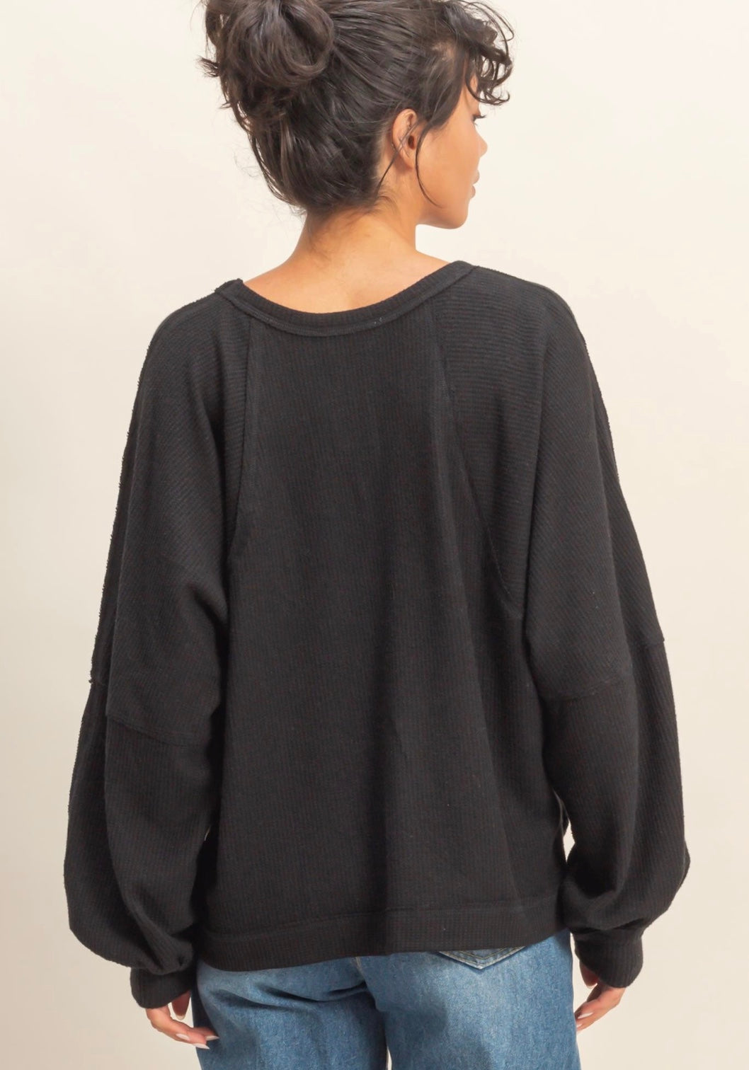 Waffle Long Sleeve Casual Top