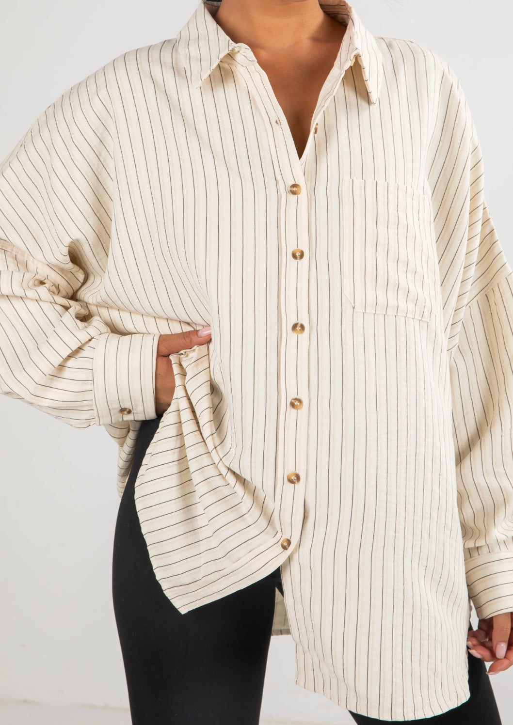 Oversized Striped Button Down