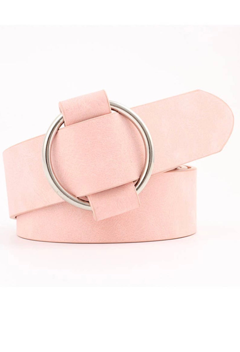 BASIC LEATHERETTE ROUND BUCKLE BELT