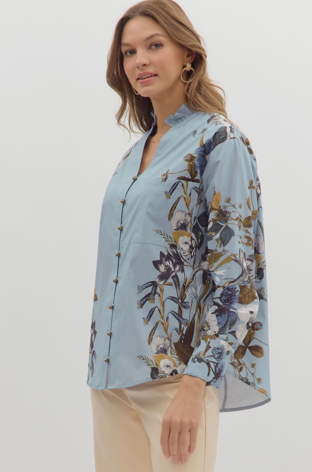 Floral Print LongSleeve Blouse