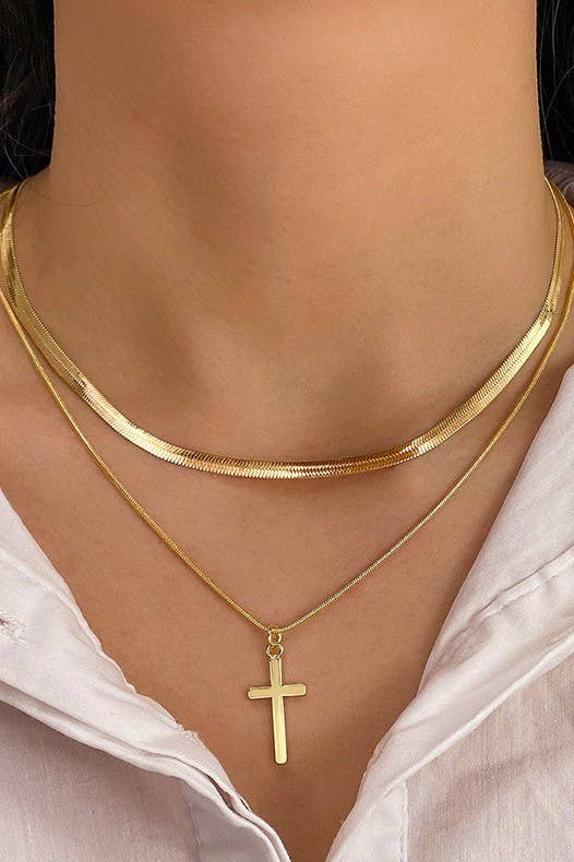 18K STAINLESS STEEL TARNISH FREE CROSS NECKLACE
