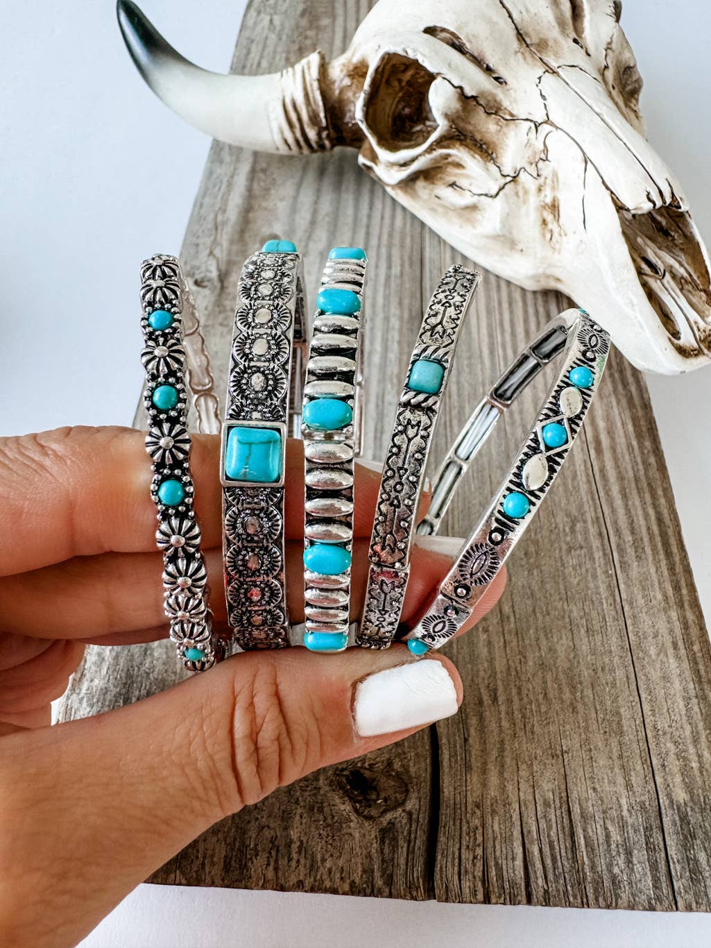 Western Turquoise Stone Stretch Bracelet