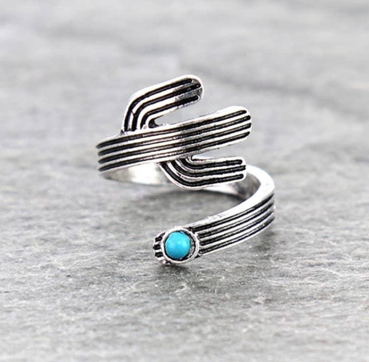 Western Cactus Shape Cuff Ring