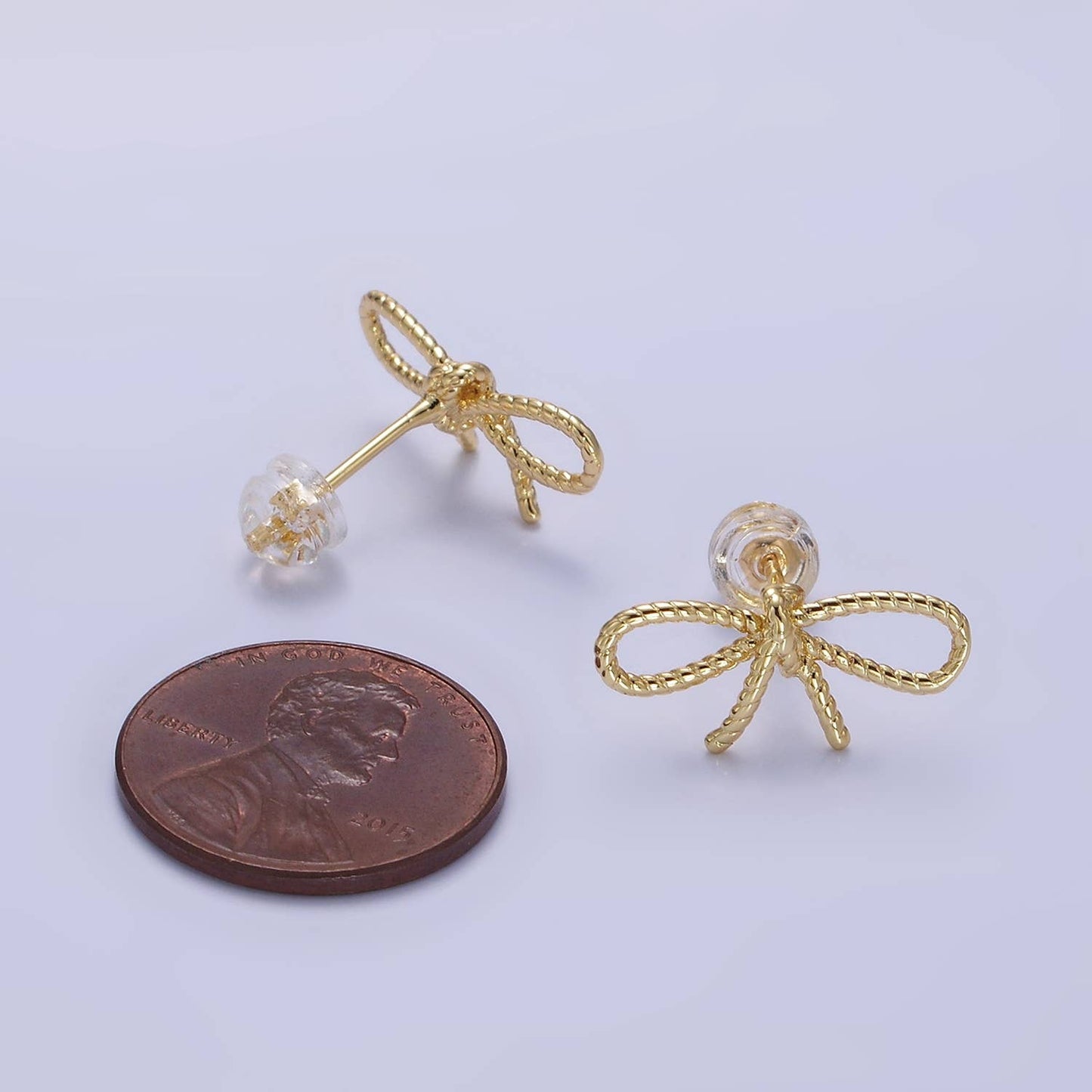 24K Gold Filled Ribbon Bow Stud Earrings