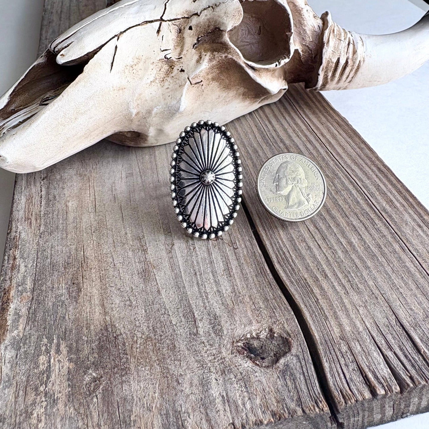 Western Concho Statement Adjustable Ring