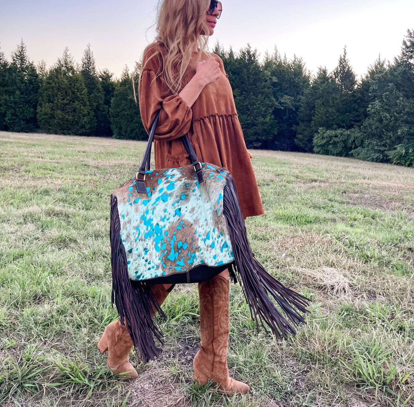 XL Duffle Bag - Leather HairOn Cowhide Travel Weekender