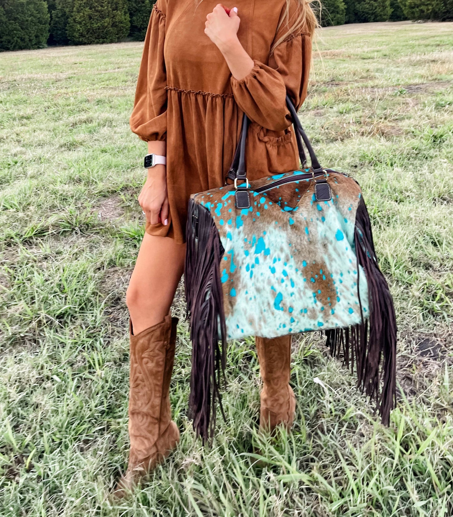 XL Duffle Bag - Leather HairOn Cowhide Travel Weekender