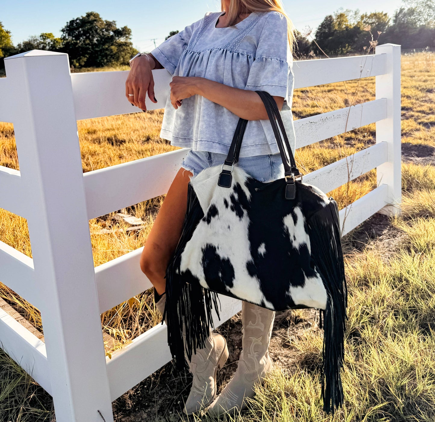 XL Duffle Bag - Leather HairOn Cowhide Travel Weekender