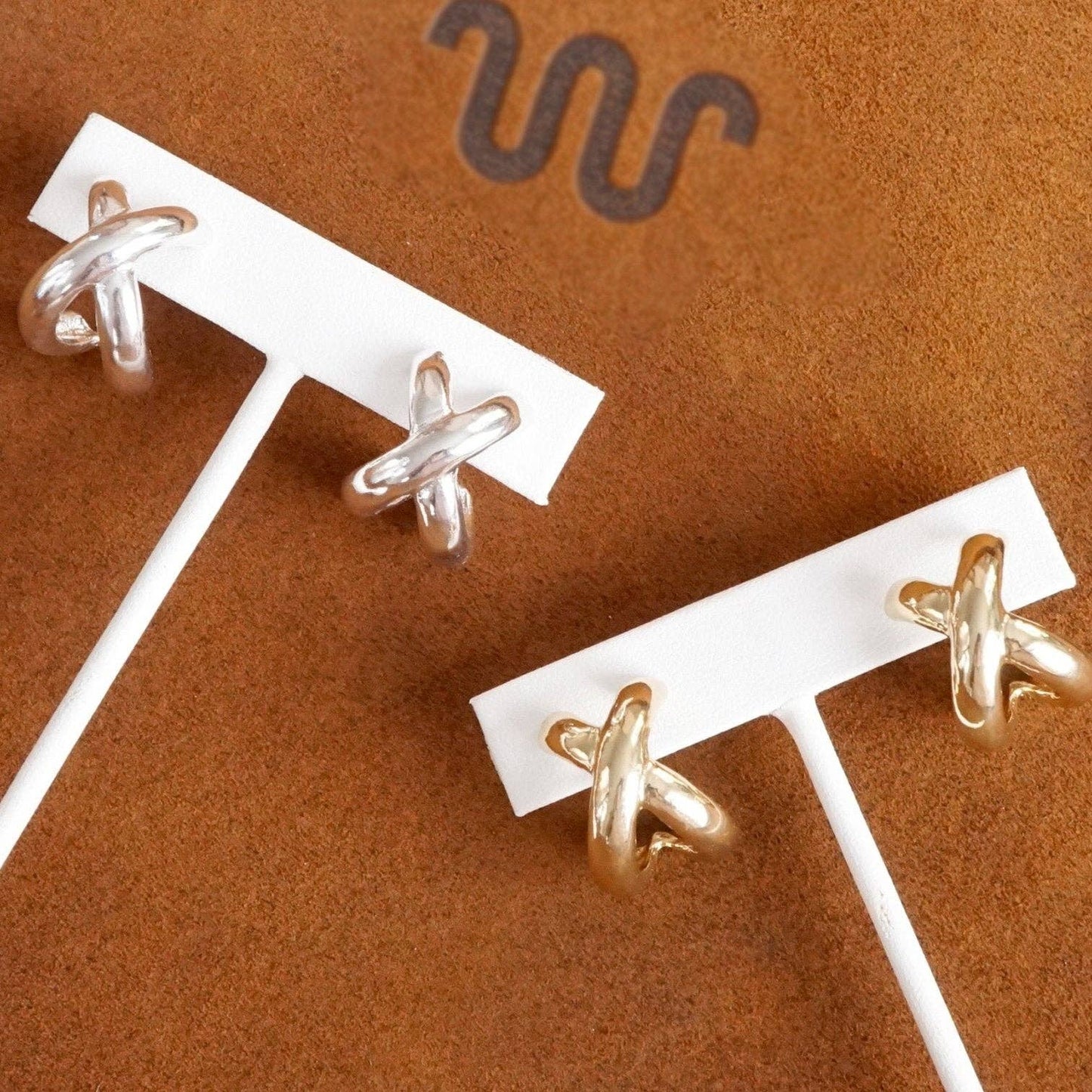 Huggie Statement Hoop Earrings – Criss Cross Design