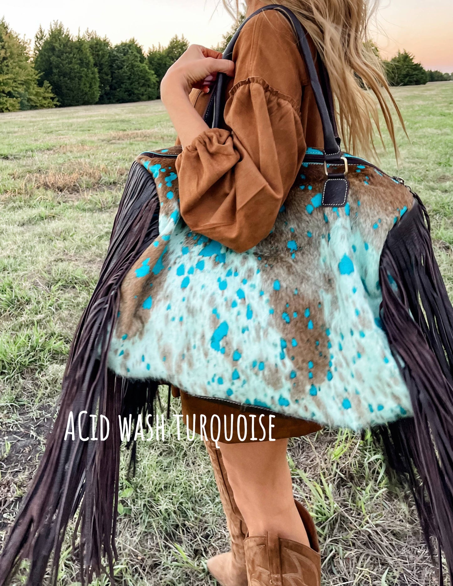 XL Duffle Bag - Leather HairOn Cowhide Travel Weekender