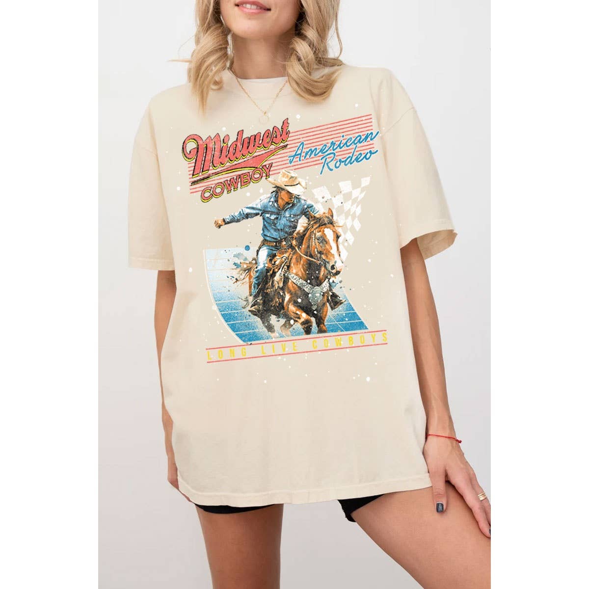 MIDWEST COWBOY AMERICAN RODEO OVERSIZED MINERAL GRAPHIC TEE
