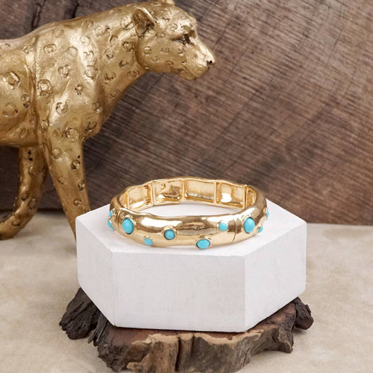 Desert Dew – Turquoise Cabochon Stretch Bangle