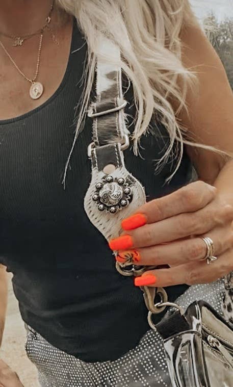 Clear Stadium Sling Purse with Cowhide Strap